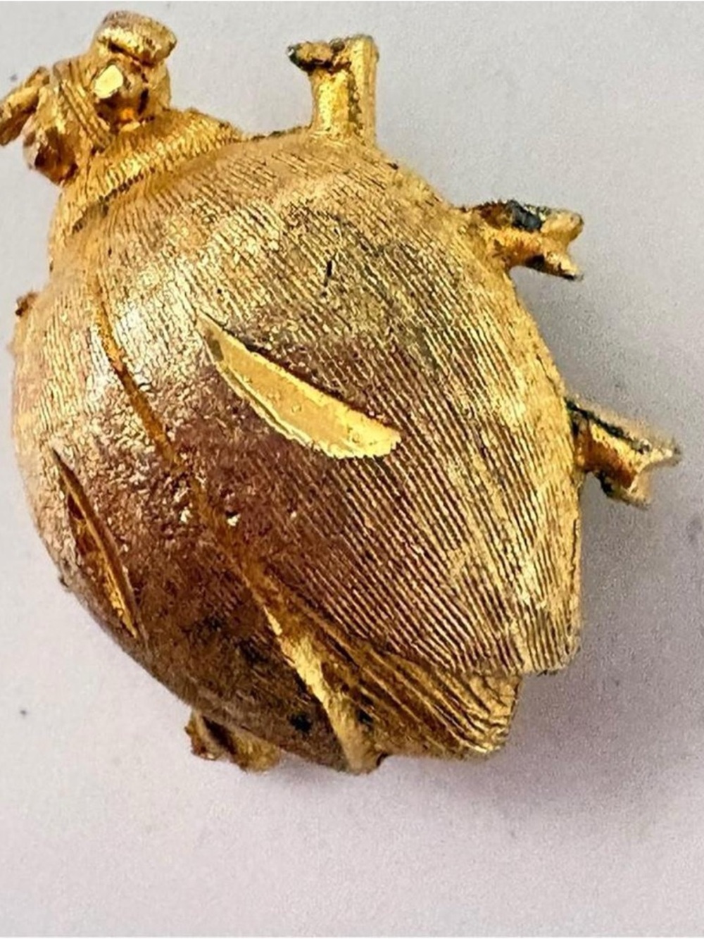 Vintage 1960s signed Mamselle Gold plated FIrorentine ladybug brooch